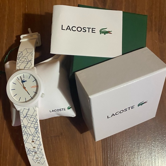($60) ⭐️Host Pick⭐️ Lacoste Silicone Band Watch, White & Blue - Picture 7 of 7